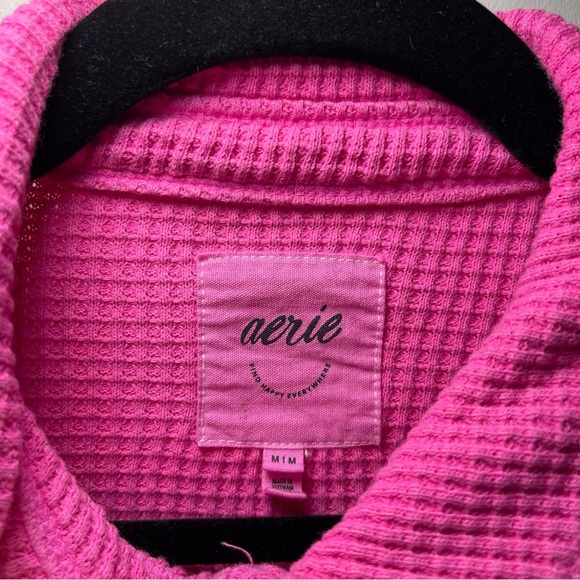 *SOLD* Aerie Women’s Pink Waffle Knit Lumber Jane Top M Long Sleeve oversized - Picture 4 of 10